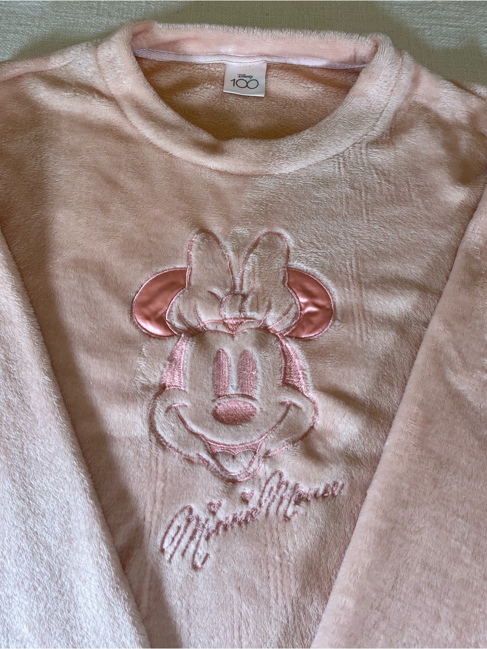 Disney 100 Minnie Mouse Embroidered Fleece Pajama Top Pink 2XL Peachy Keen